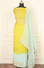 Twill Organza Lemon Yellow Unstitched Suit