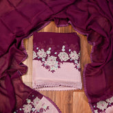 Organza Wine Unstitched Suit