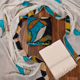 Cotton Ferozi & Black Unstitched Suit