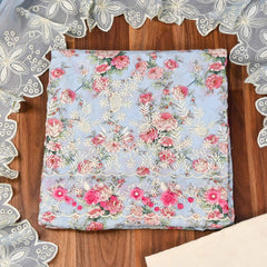 Muslin Sky Blue Unstitched Suit
