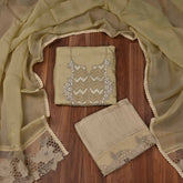 Organza Light Green Unstitched Suit