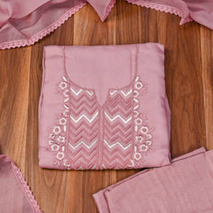 Organza Light Pink Unstitched Suit