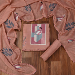 Mul Cotton Pink Unstitched Suit
