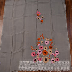 Organza Grey Unstitched Suit