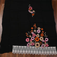 Organza Black Unstitched Suit