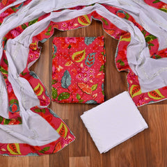 Cotton Pink Unstitched Suit