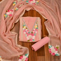 Mul Cotton Pink Unstitched Suit