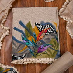 Jute Cotton Skin Unstitched Suit