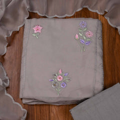 Organza Grey Unstitched Suit