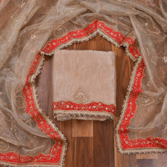 Glass Shimmer Off-White Unstitched Suit