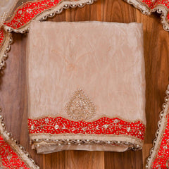 Glass Shimmer Off-White Unstitched Suit