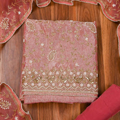 Crush Shimmer Pink Unstitched Suit