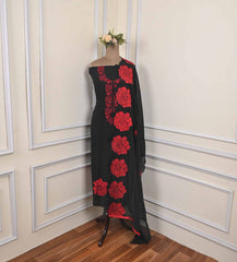 Organza Black Unstitched Suit