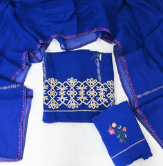 Organza Royal Blue Unstitched Suit