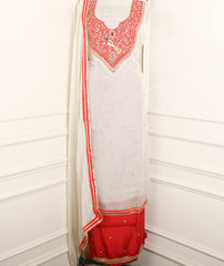 Tissue Shimmer White Unstitched Suit
