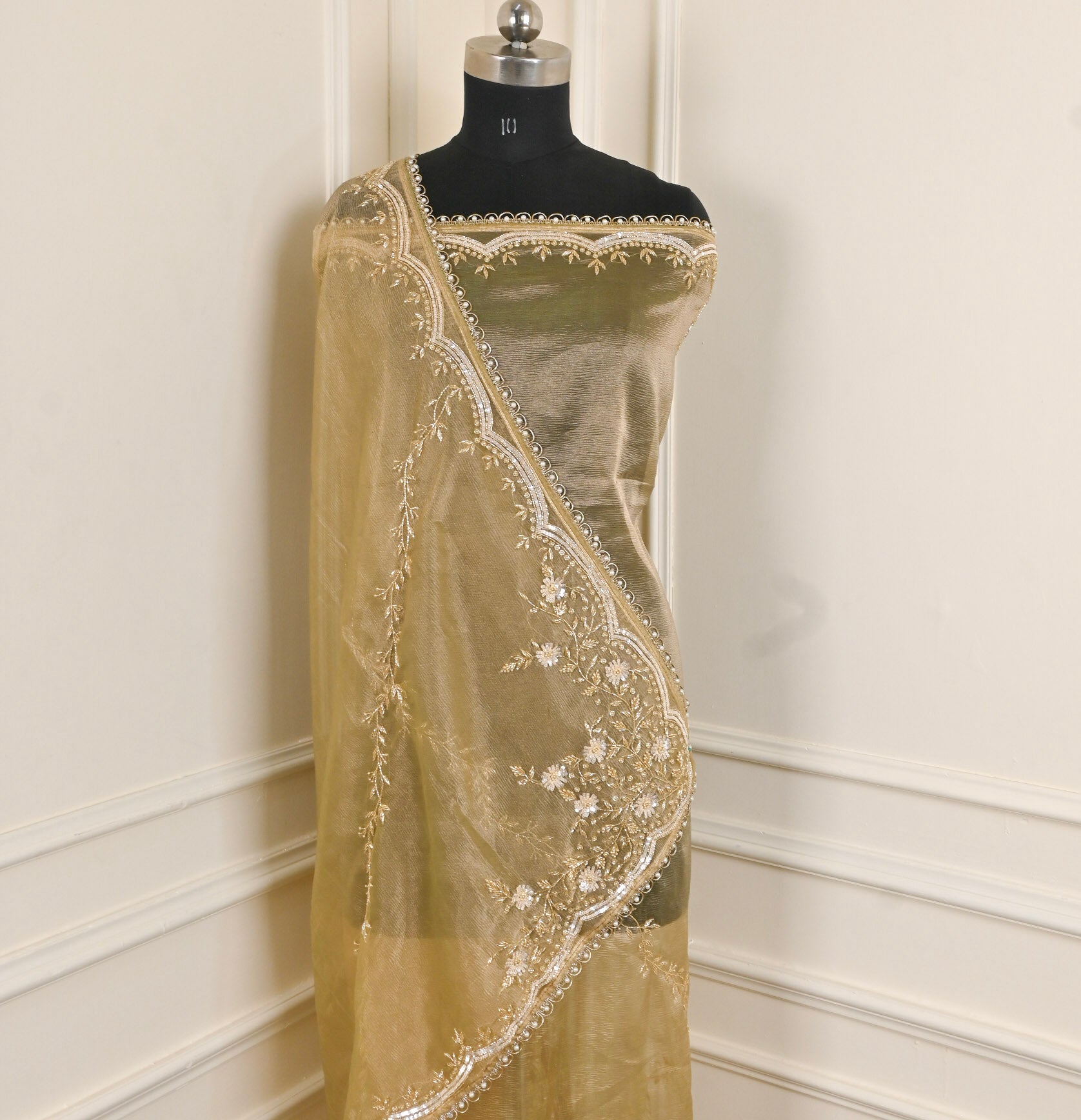 Crush Beige Unstitched Suit