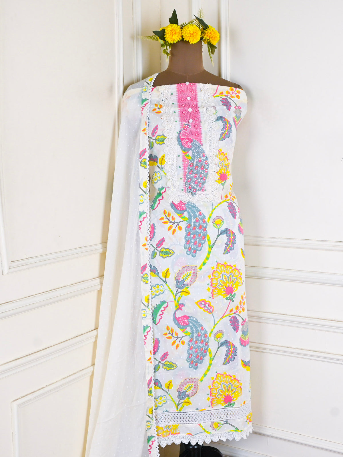 Cotton Cream Unstitched Suit