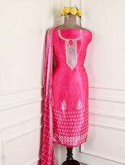 Gavadin Silk Magenta Unstitched Suit