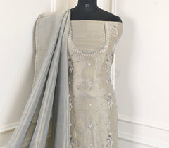 Glass Shimmer Silver Unstitched Suit