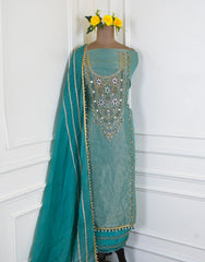Shimmer Ferozi Unstitched Suit