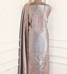 Giraffe Silk Grey Unstitched Suit