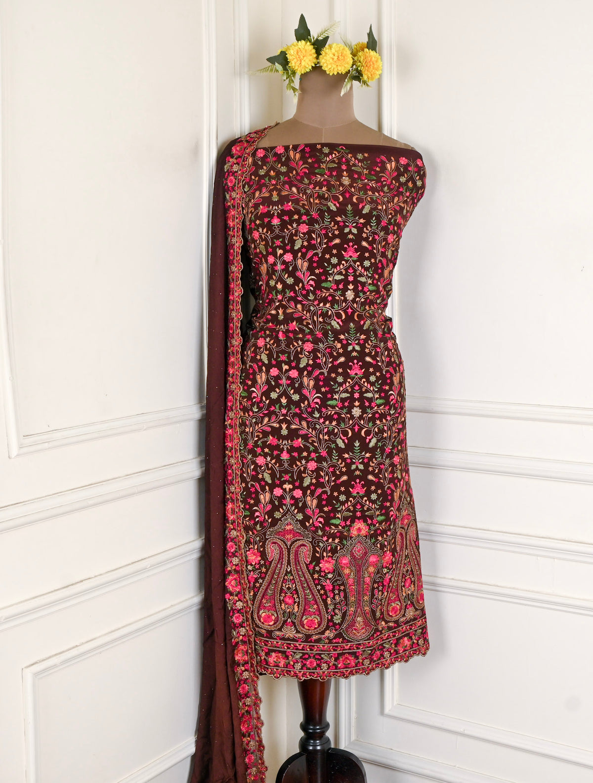 Crepe Brown Unstitched Suit