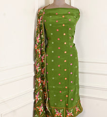 Crepe Green Unstitched Suit