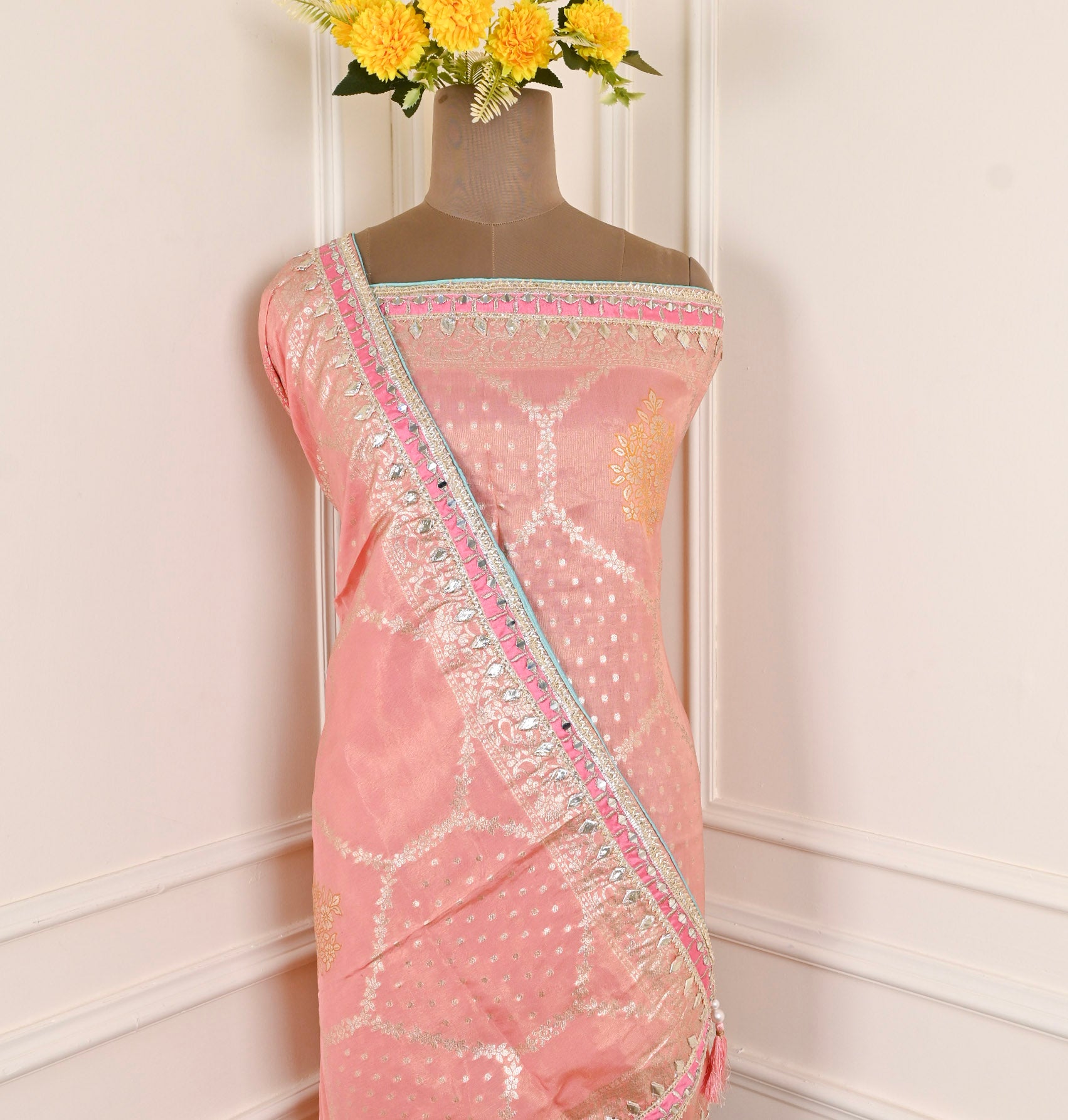Shimmer Peach Unstitched Suit