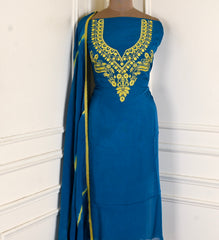 Organza Blue Unstitched Suit
