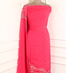 Organza Magenta Unstitched Suit