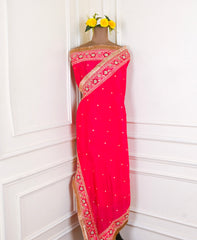 Crepe Magenta Peplum Lehenga Suit