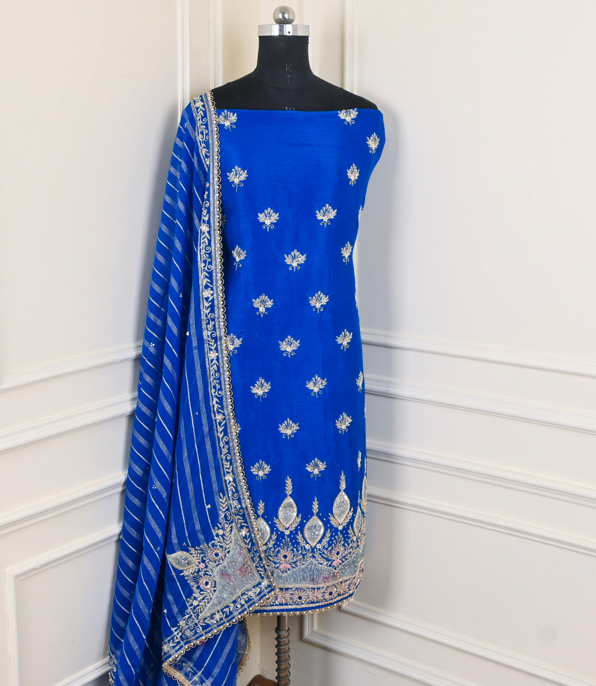 Raw Silk Blue Unstitched Suit