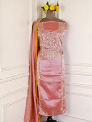 Shimmer Onion Pink Unstitched Suit