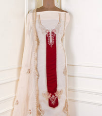 Organza Beige Unstitched Suit