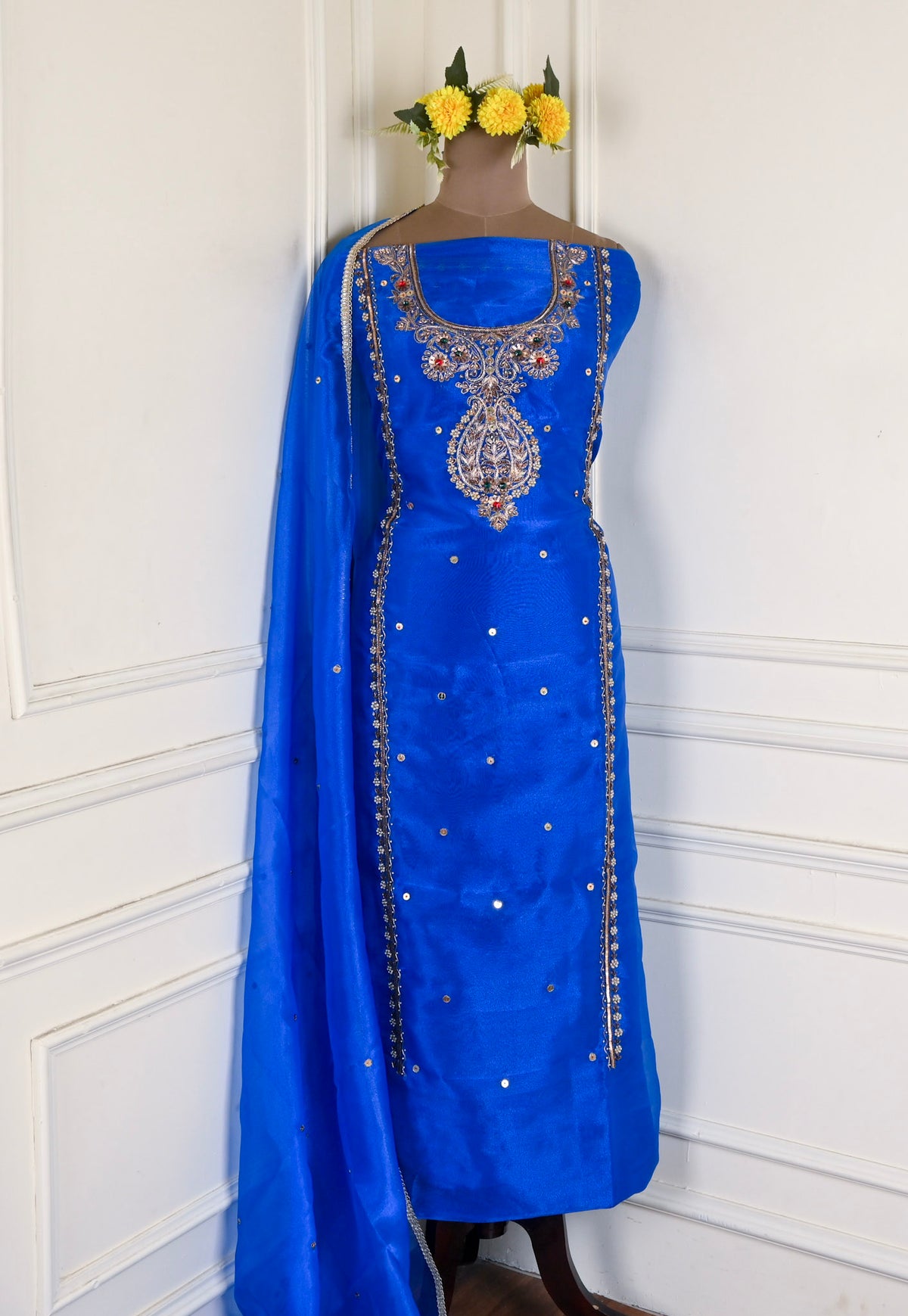Glass Shimmer Blue Unstitched Suit