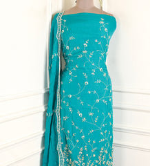 Organza Ferozi Unstitched Suit
