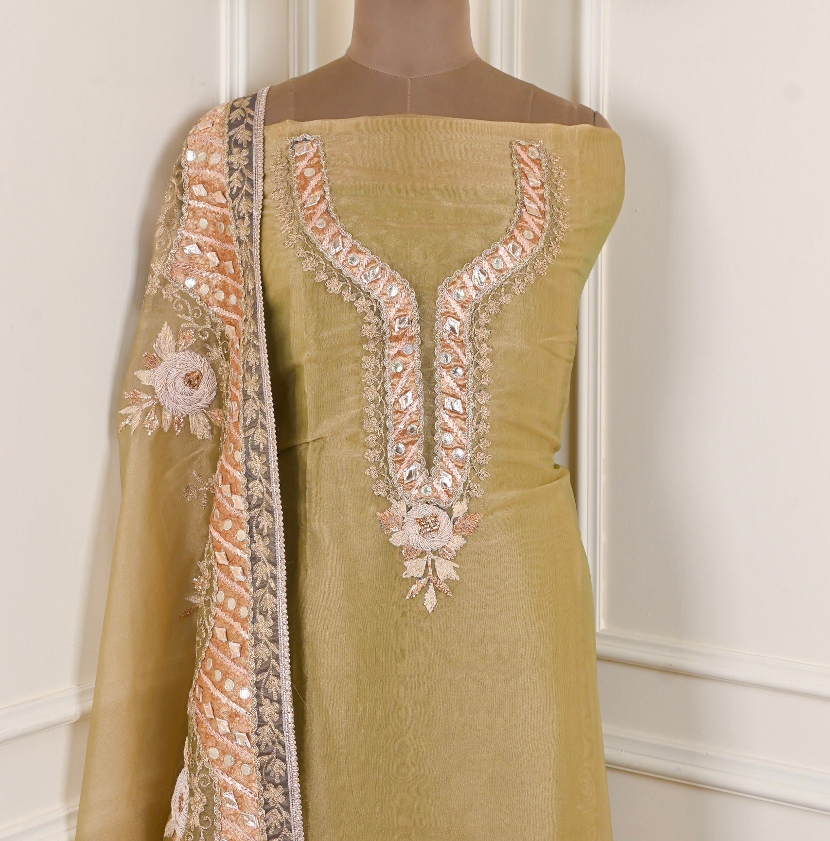 Shimmer Golden Unstitched Suit
