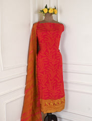 Georgette Red Unstitched Suit