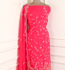 Organza Magenta Unstitched Suit