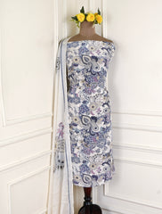 Crepe Muted Blue Unstitched Suit