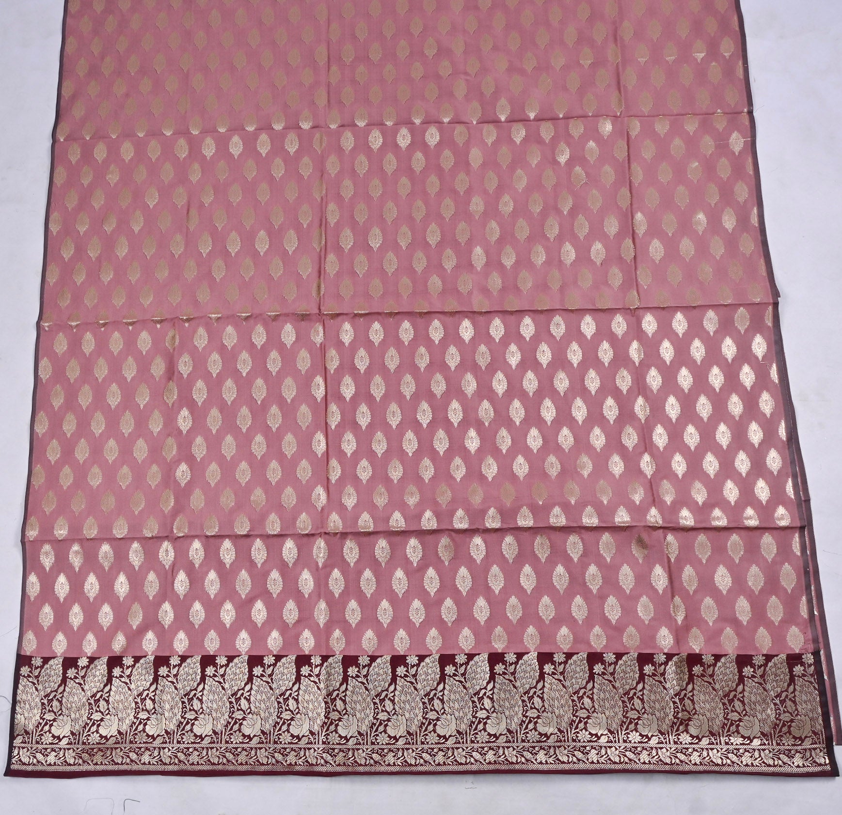 Banarasi Silk Pink Unstitched Suit