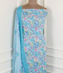 Georgette Sky Blue Unstitched Suit