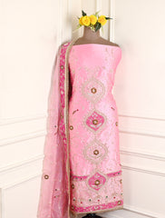 Gavadin Baby Pink Unstitched Suit