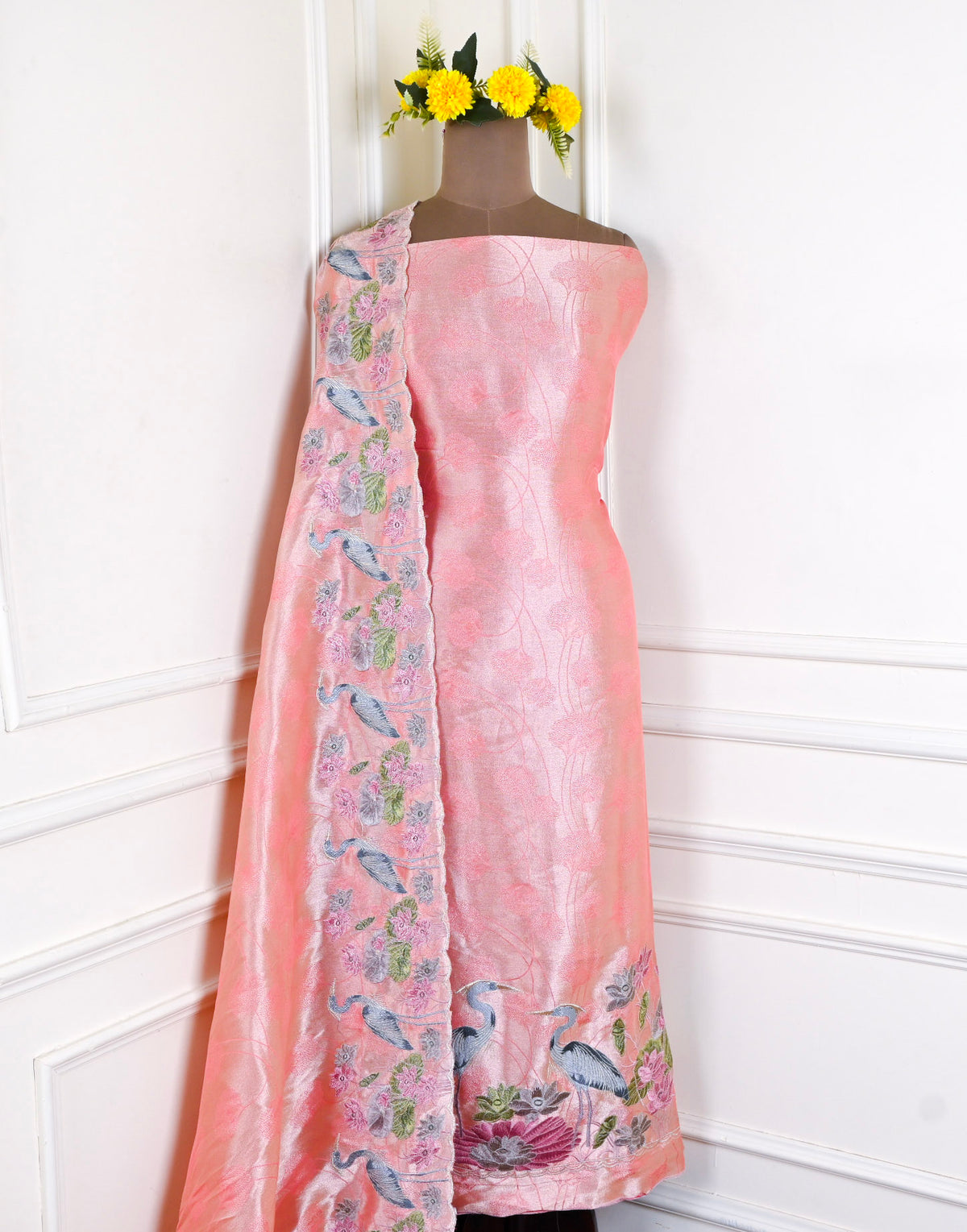 Giraffe Shimmer Peach Unstitched Suit