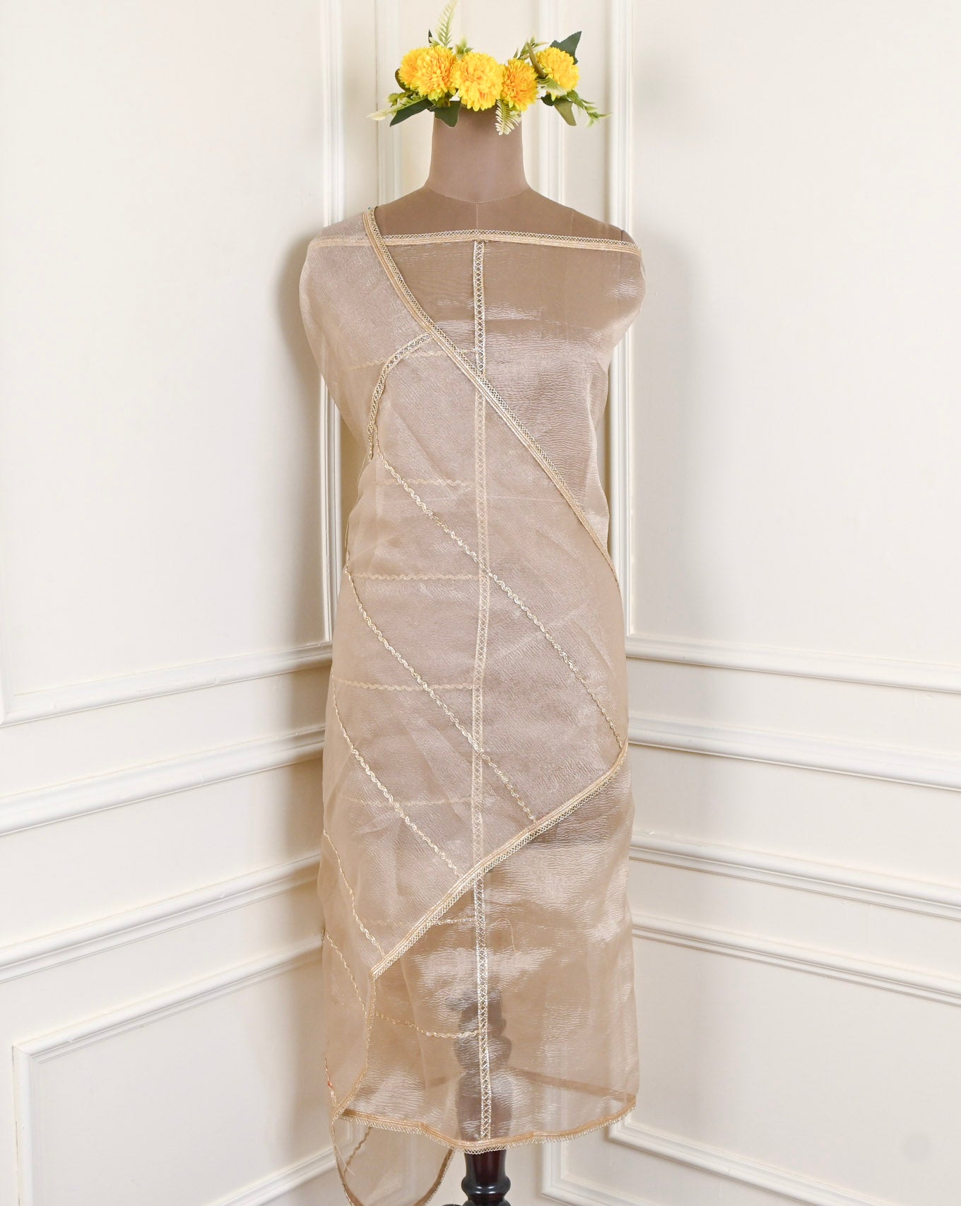 Crush Beige Unstitched Suit