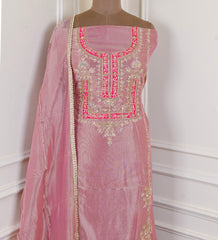 Shimmer Onion Pink Unstitched Suit