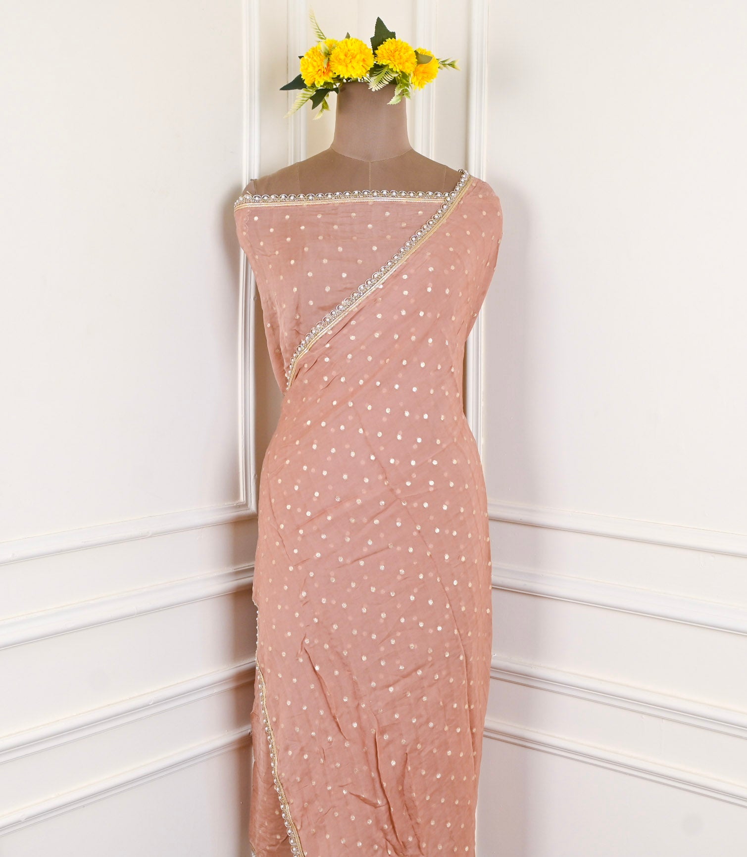 Crepe Peach Unstitched Suit