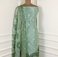 Glass Shimmer Mint Green Unstitched Suit
