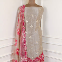 Glass Shimmer Off-White Unstitched Suit