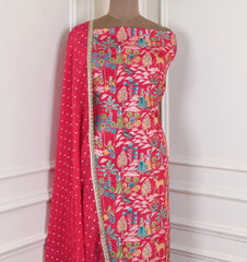Silk Magenta Unstitched Suit